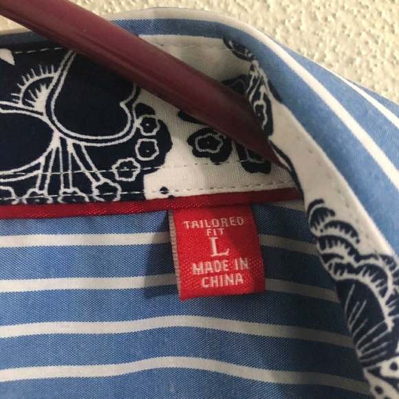 JUSTING Striped Button Down Shirt - Sz L - Picture 6 of 7